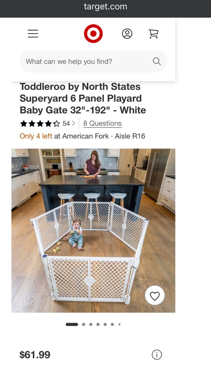 White 6 Panel Playard Baby, or Animal, Gate