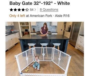 White 6 Panel Playard Baby, or Animal, Gate