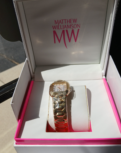 Matthew Williamson MW Collection Gold Tone Women's Watch - Square Face, Crystal Accents-Style 3