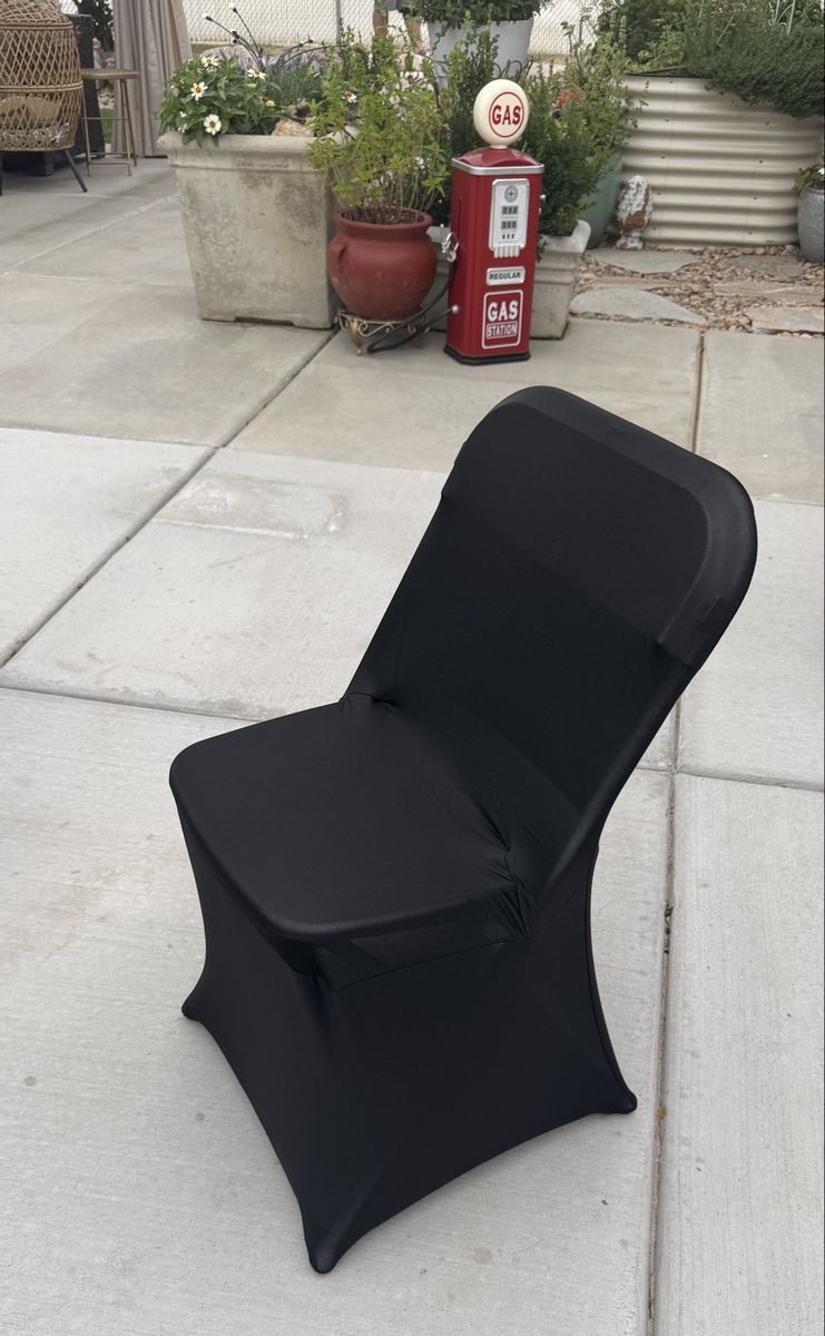 68 each Black Spandex Folding Chair Cover - Universal Fit, Stretchable, Wrinkle-Free, Weddings, or Event Decor.