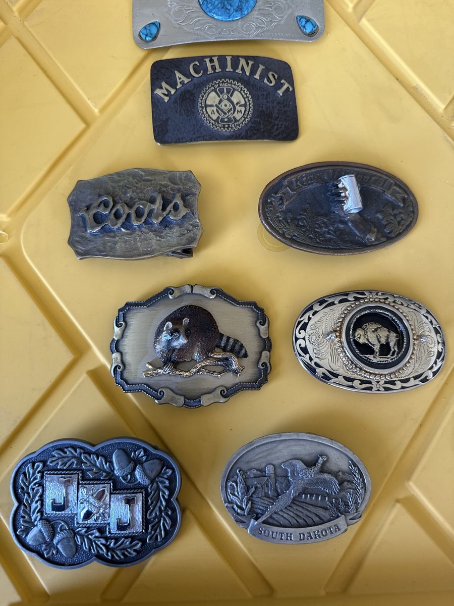 Vintage Assorted Belt Buckles Lot - Machinists, Coors, Wildlife