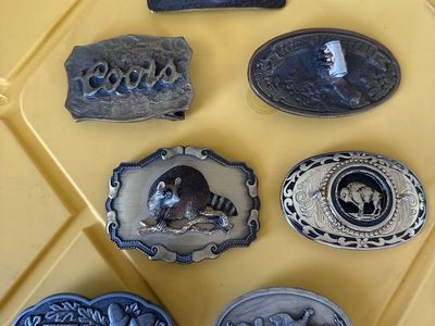 Vintage Assorted Belt Buckles Lot - Machinists, Coors, Wildlife