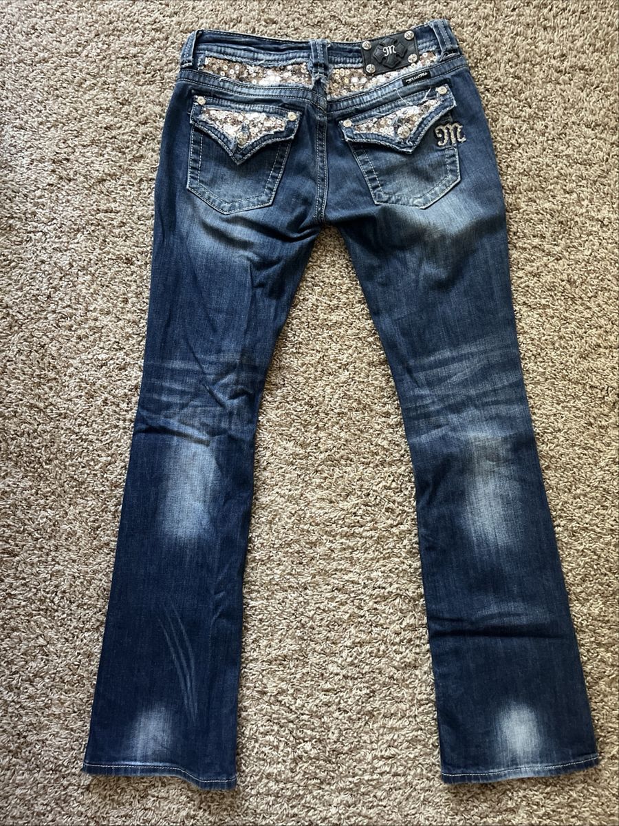 Mss Me vintage bootcut jeans with sequin pocket embellishments 29x32