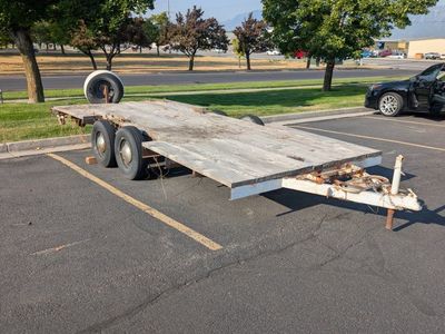 Tandem Axle Flatbed Utility Trailer with Wood Deck and Spare Tire Mount