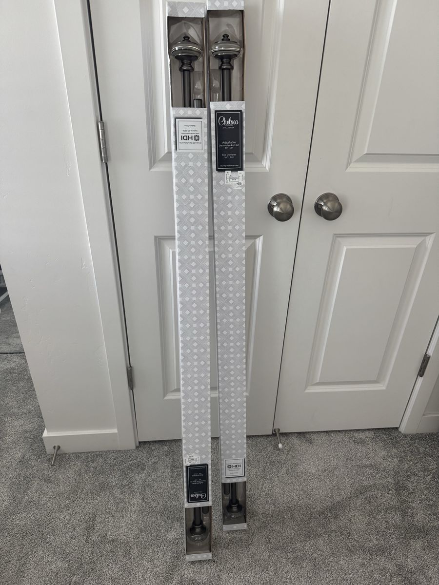 2 New Chelsea Collection Adjustable Curtain Rod Sets 84”–120”