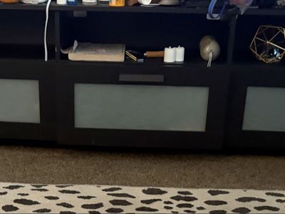 IKEA BRIMNES Black TV Unit - 70 7/8" x 16 1/8" x 20 7/8" - Frosted Glass Doors