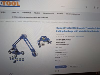 Wire puller/tugger Current Tools 8890A Mantis Package with 8000 lb Model 88 Cable Puller Very little use. Excellent condition.