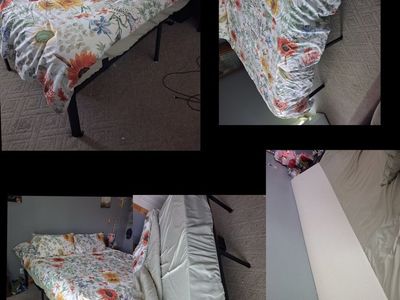 King size mattress, wedge pillow, bedding sets and frame *updated listing*