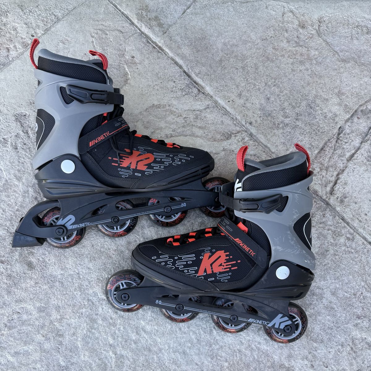 K2 Kinetic 80 Men's Fitness Inline Skates Black Gray Red Size 11