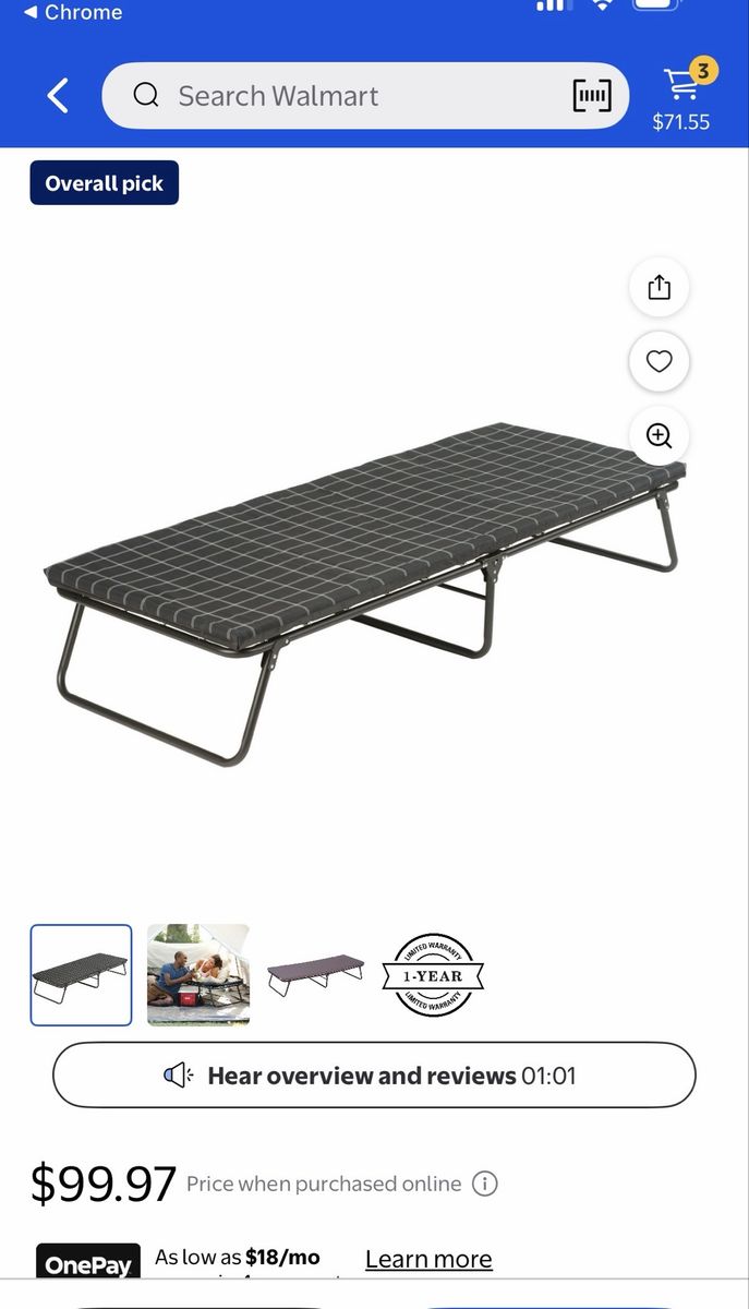 Coleman Brand camping cot