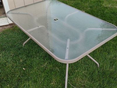 Great Glass Top Metal Legged Table