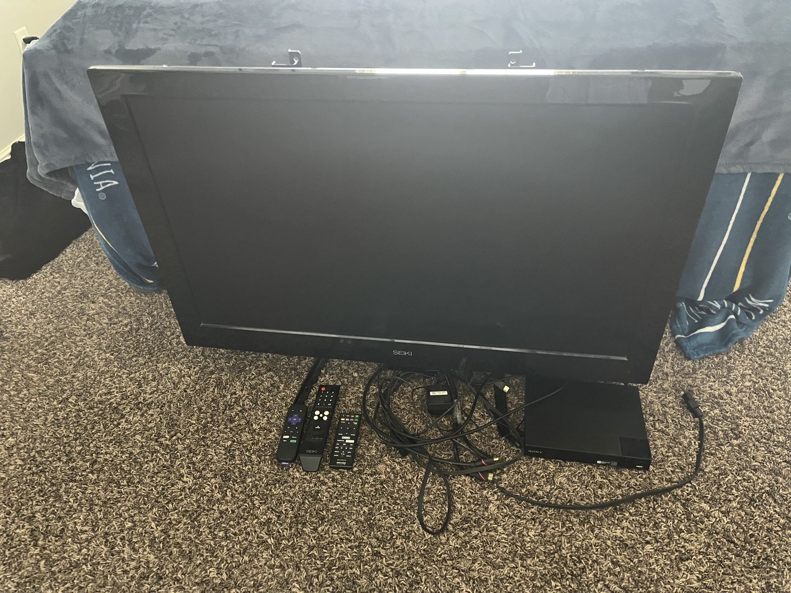 46" TV, Blue Ray Player And Roku