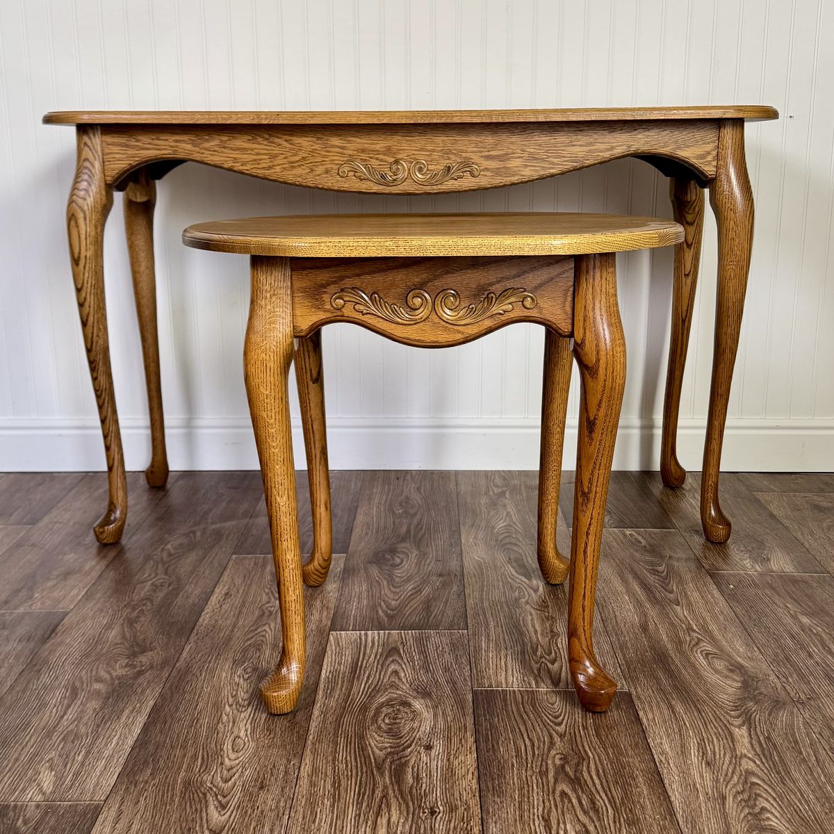 Solid Oak Heirloom Console and Side Table Set