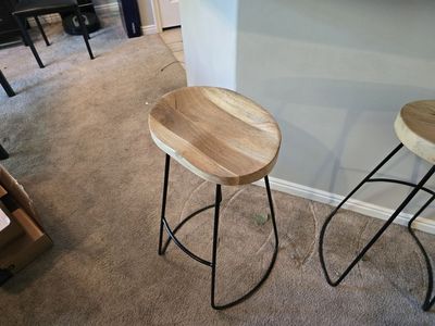 Set of 2 Wood and Metal Bar Stools