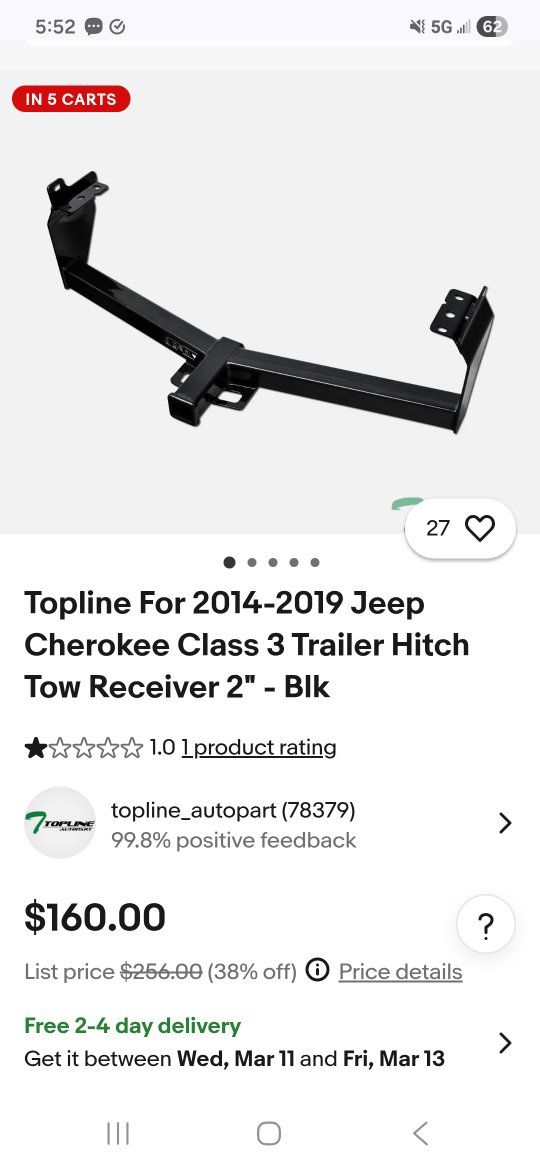 2014 - 2016 Jeep Cherokee hitch
