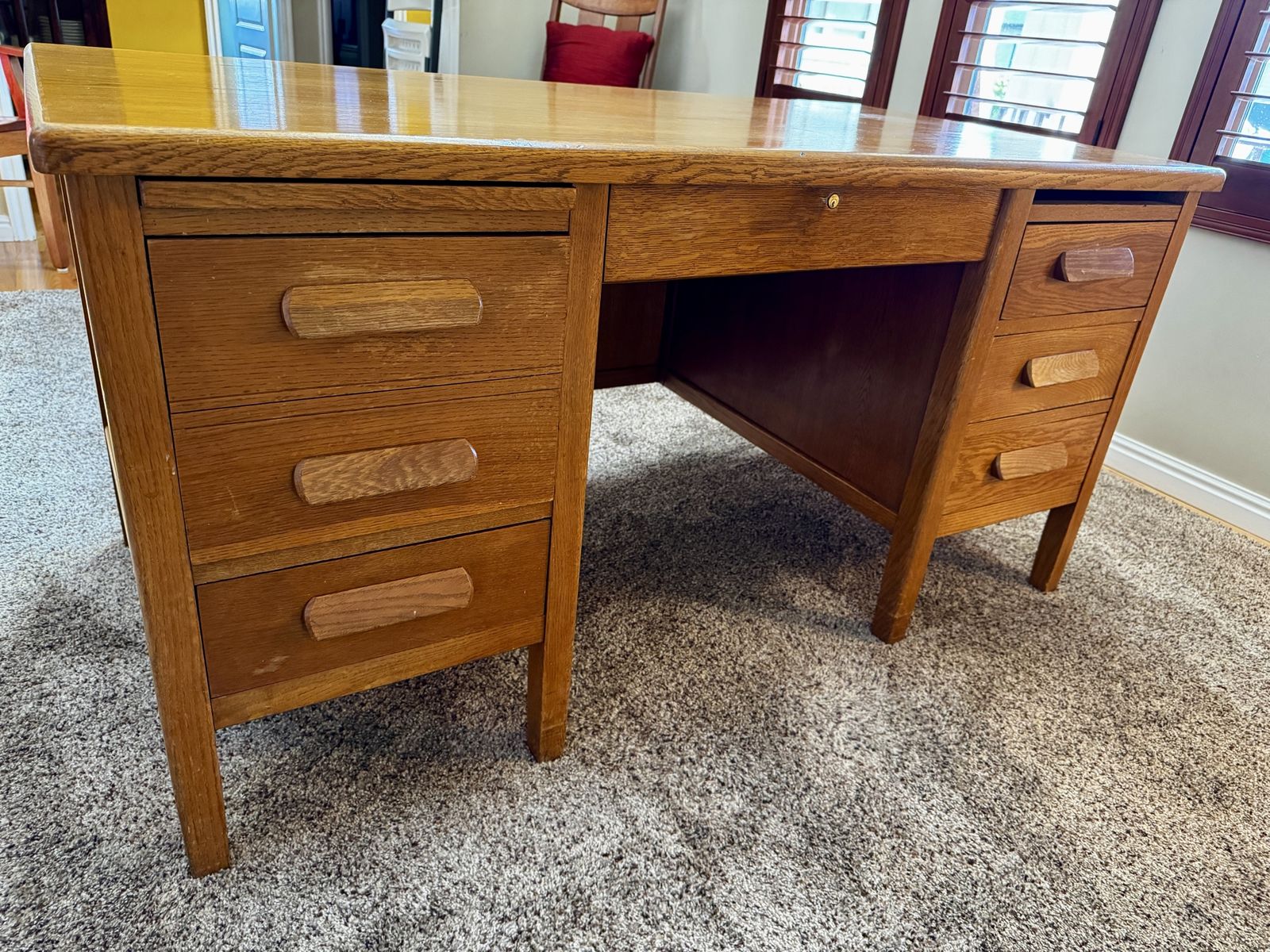 Vintage Wood . Oak . Teacher’s . Office . Executive Desk