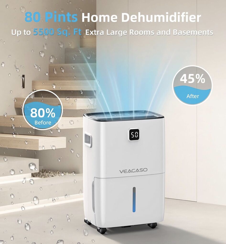 VEAGASO 5500 Sq. Ft Dehumidifier