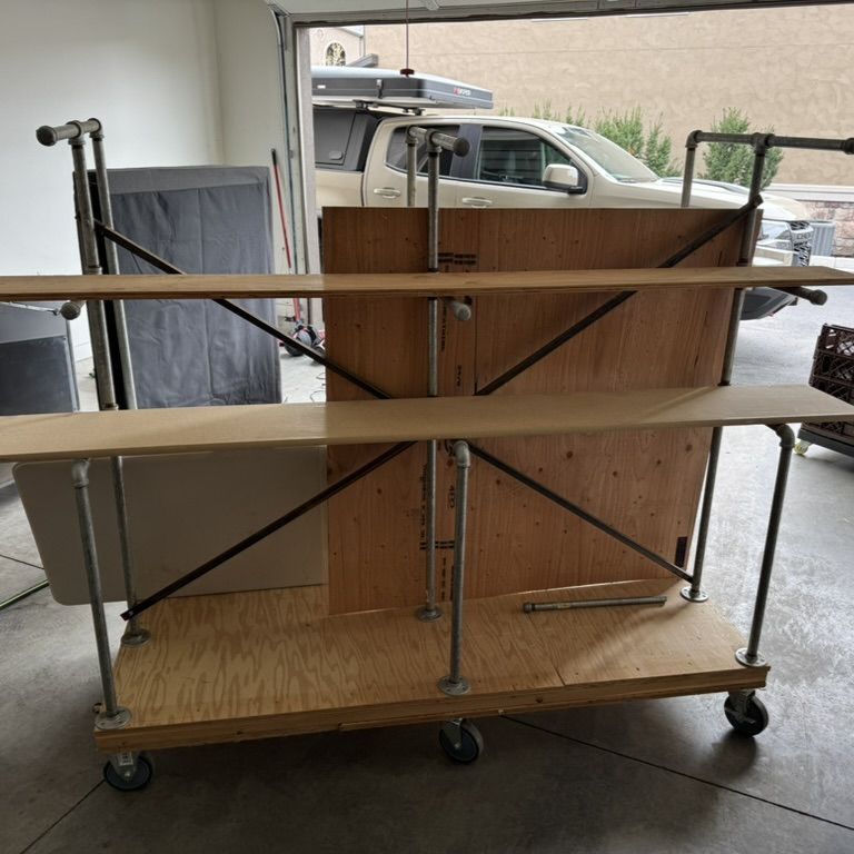 Custom Rolling Garage Storage Rack - Heavy Duty