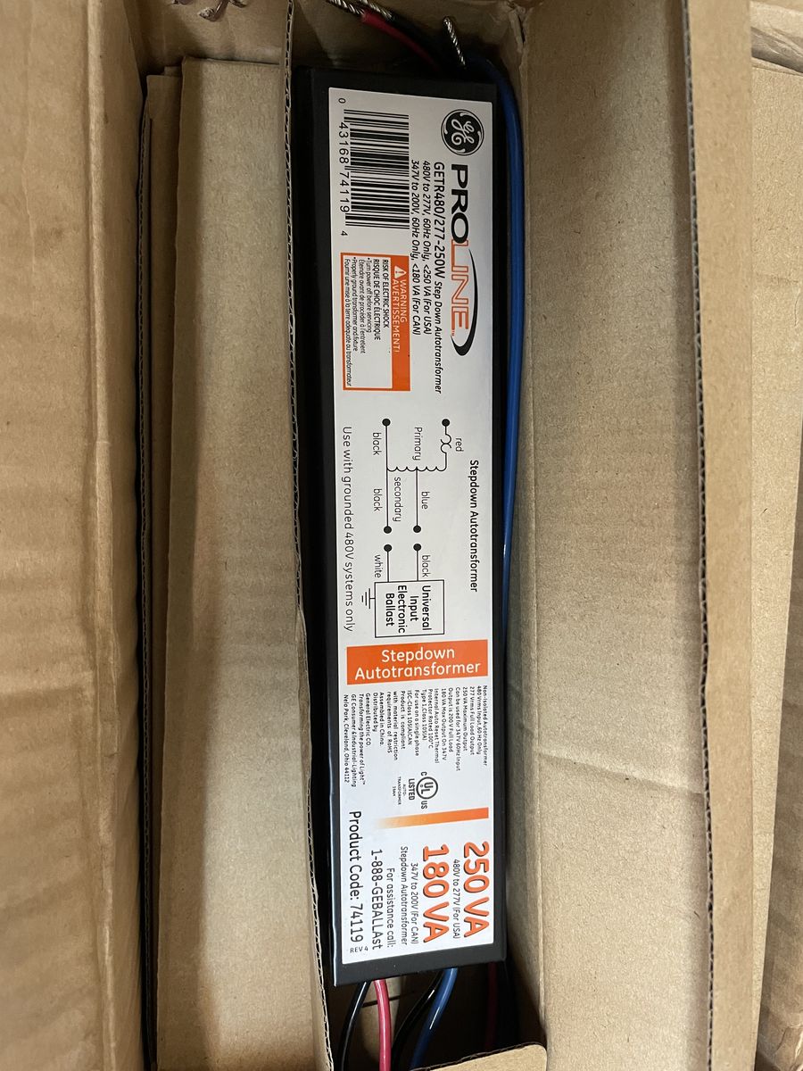 GE Pro Line Step Down Autotransformer 480/277V – 250VA – Model GETR480/277-250W
