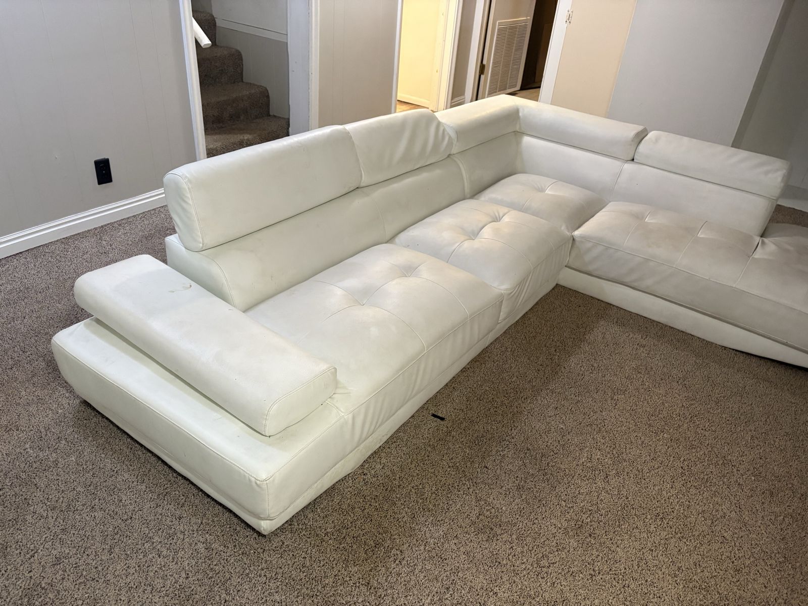 Modern Luxury White Leather Couch - $1450 MSRP
