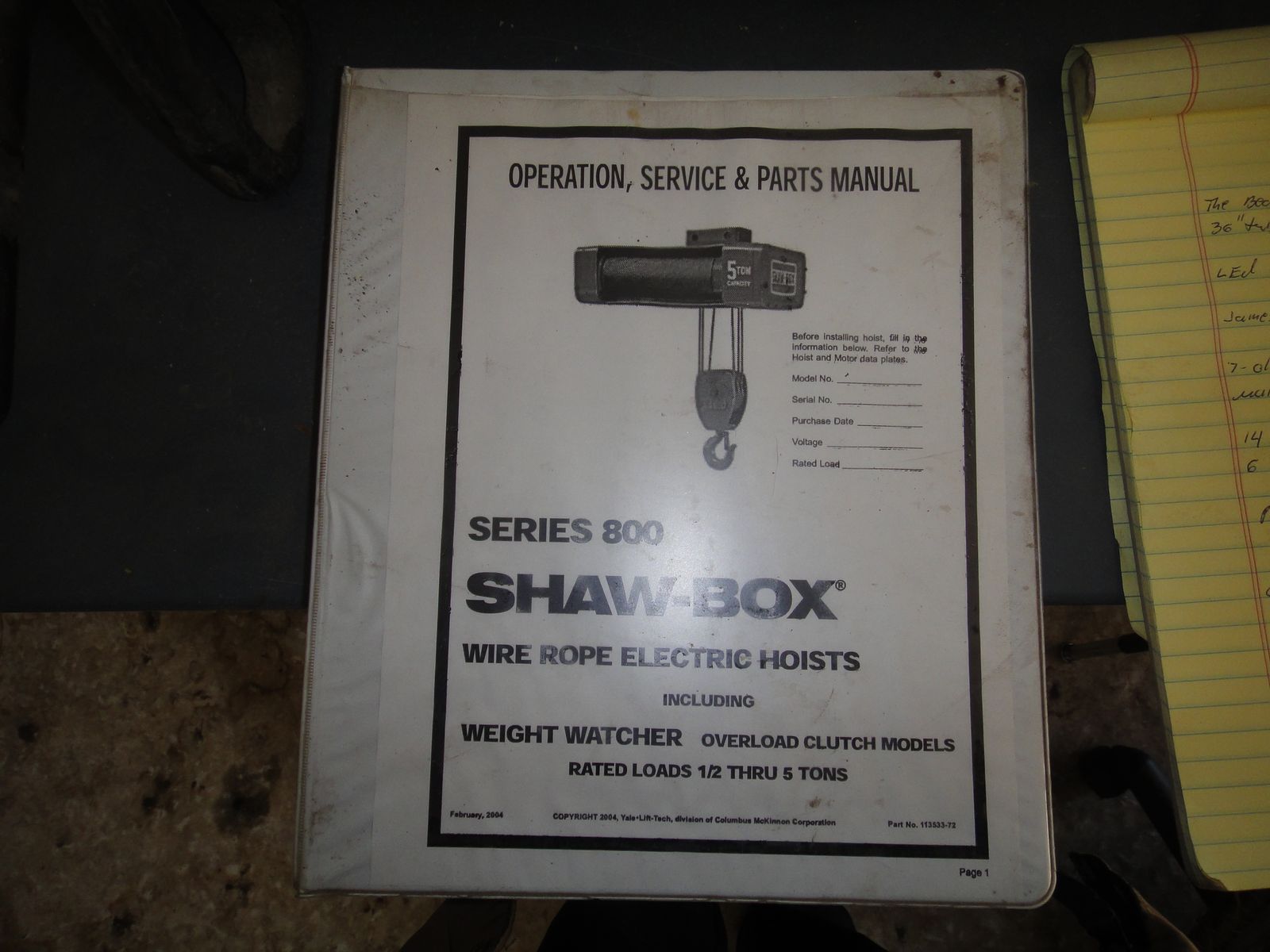 Shaw Box Electric Cable hoist 1 ton