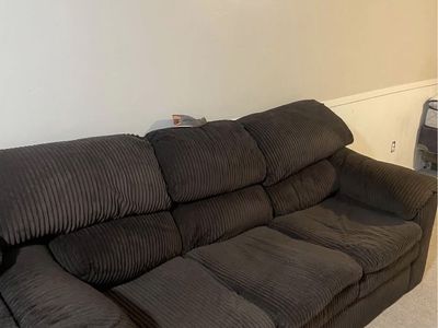 Comfortable Dark Brown Corduroy Sectional Sofa - Large, Plush Seating