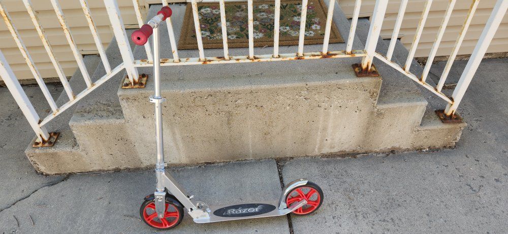 Razor A Kick Scooter - Silver with Red Wheels - Classic Foldable Design for Kids