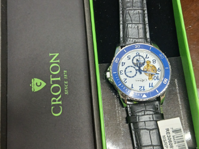 Croton RE306078SSBL Men's Silver & Blue Watch with Black Leather Band - Automatic Movement-#4-Section A