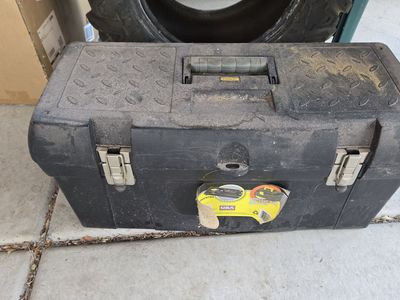 Stanley Black Plastic Toolbox with Removable Tray - Durable Storage