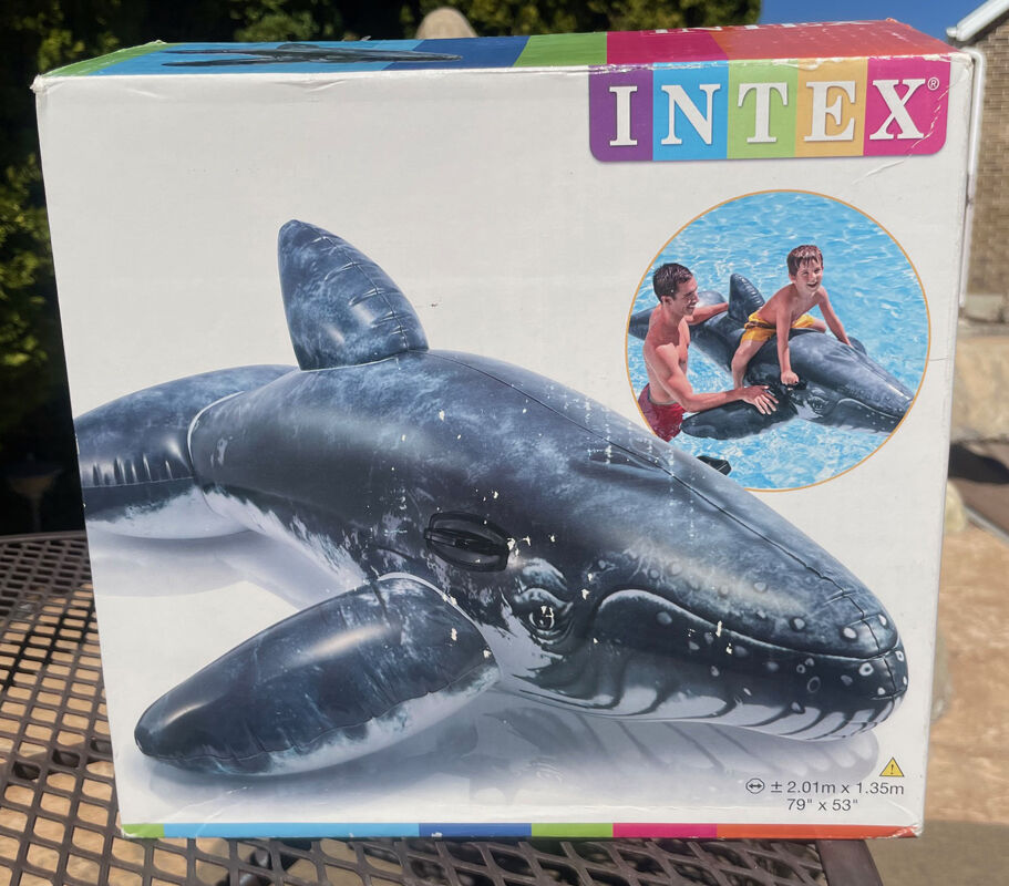 Whale Ride-On Inflatable Pool Float, 79" x 53"