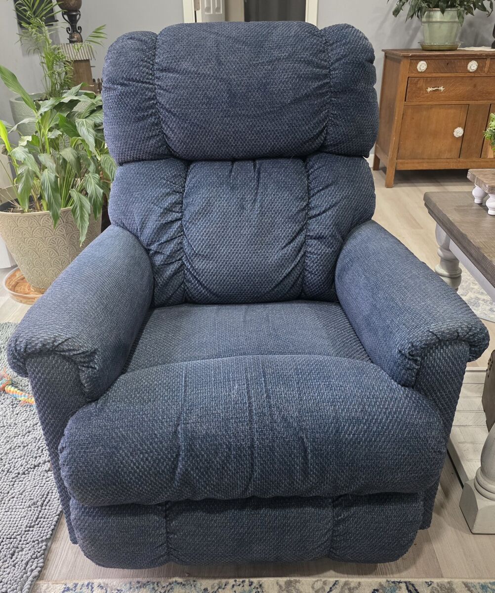 Blue Fabric Manual Recliner