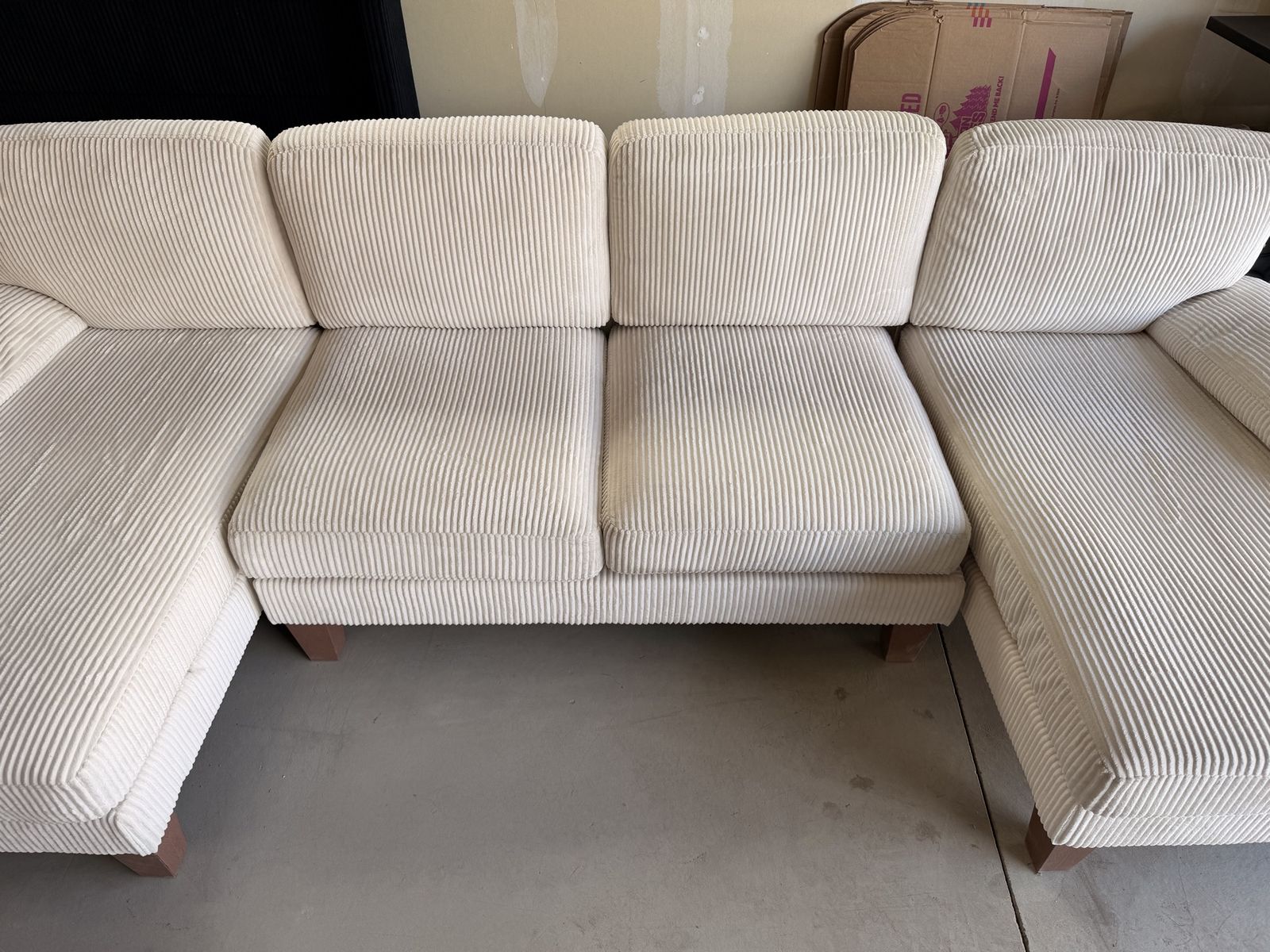 Modern white couch.