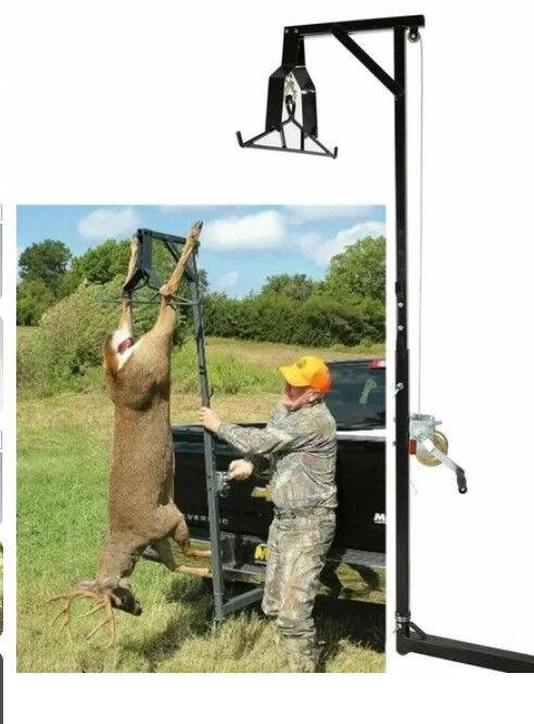 LYOM-039 Hitch Mounted Deer Hoist 600lbs Capacity 2'' Truck Hitch Game Hoist 360 Degrees Swivel