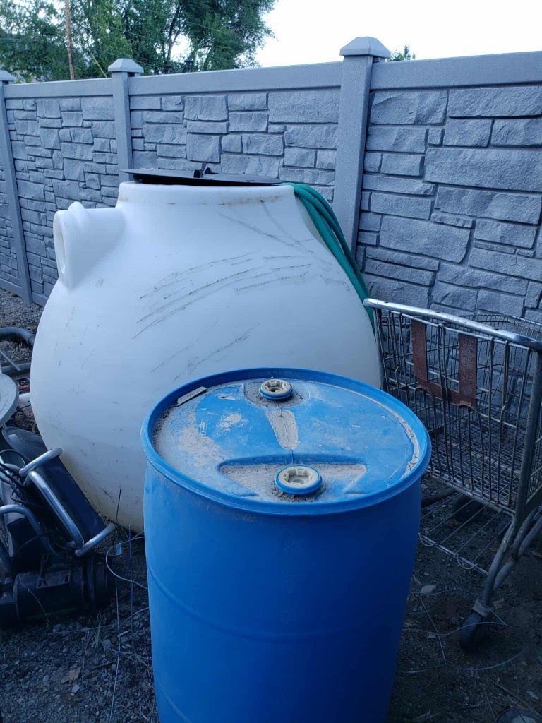 55 gallon Blue water storage barrel