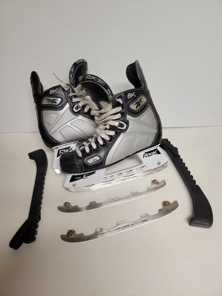Reebok 8K Ice Hockey Skates - Black/Silver, Skate Size 5, US Shoe Size 6.5, D Width