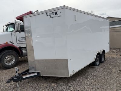 LOOK 2020 8.5X16 Trailers Enclosed Cargo Trailer - White, Dual Axle, Diamond Plate Trim