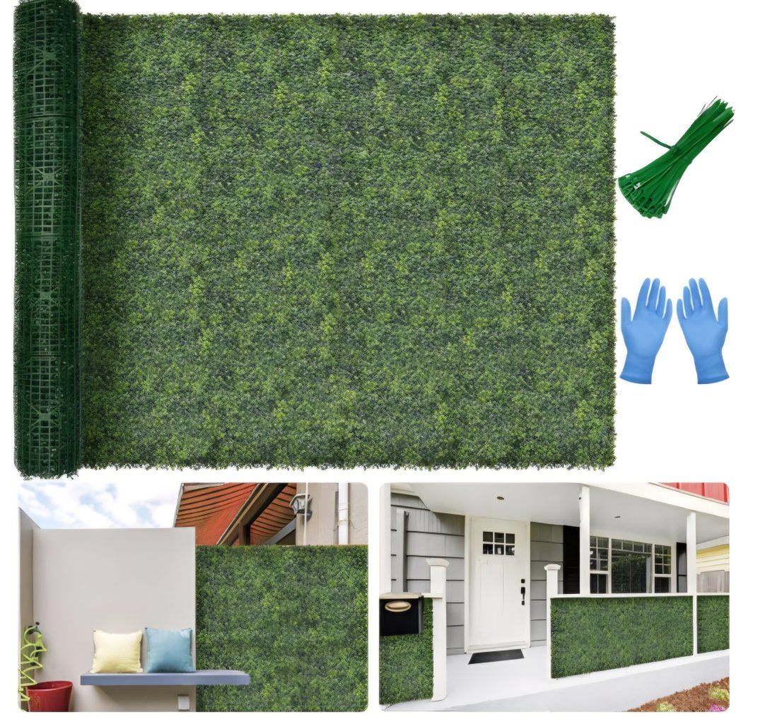Artificial Boxwood Backdrop Roll: 72"x144" (72 sqft) UV-Anti Greenery Faux Grass Hedge for Indoor Outdoor Green Wall Decor, Pati