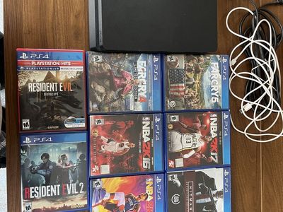 Sony PlayStation 4 Slim 500GB Console w/ Controller & 8 Games: Resident Evil, NBA2K, Far Cry, Hitman