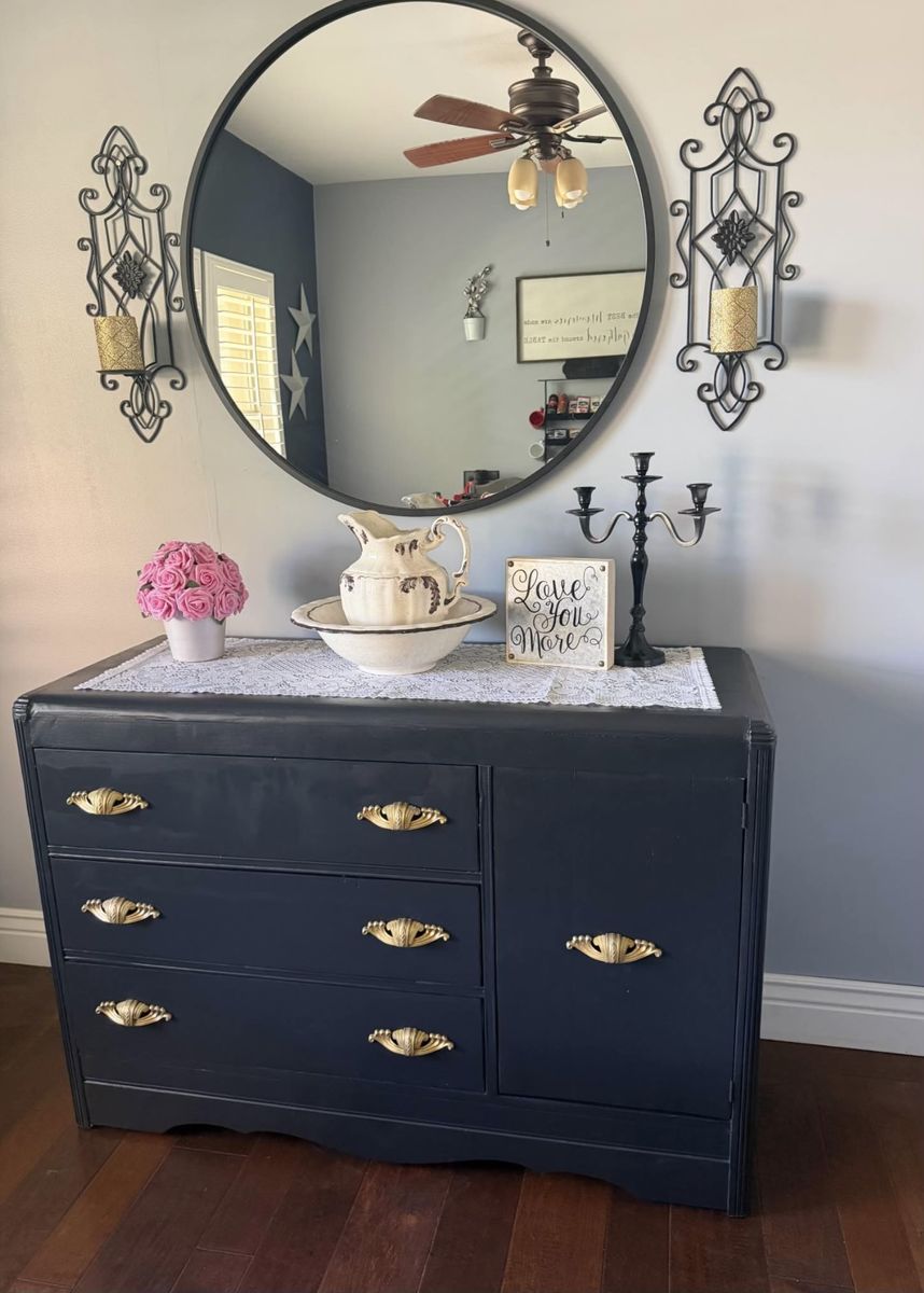Antique Vintage 1930s Wood dresser Black