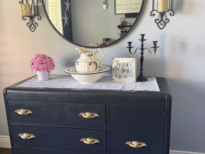 Antique Vintage 1930s Wood dresser Black