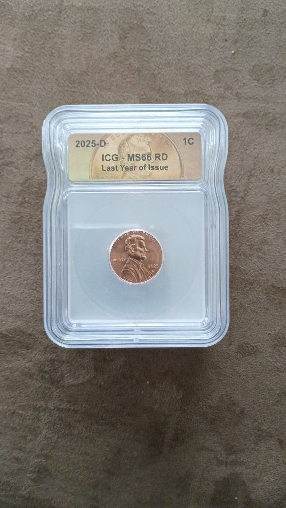 2025-D ICG MS66 RD Lincoln Penny - Last Year of Issue 1 Cent Coin Graded