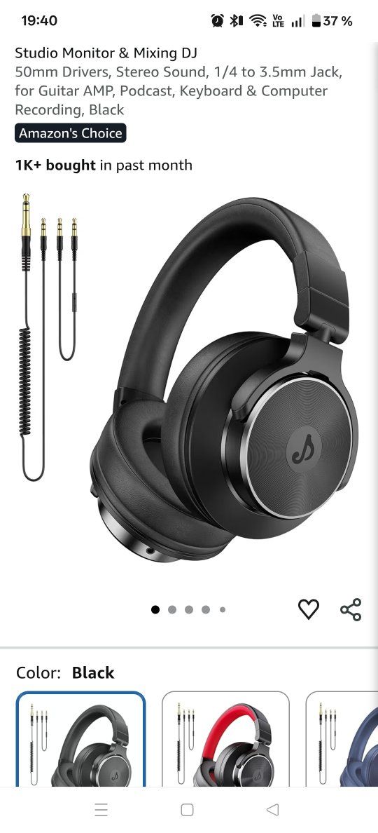 Wired Over-Ear Studio Monitor Headphones CM7005 Black