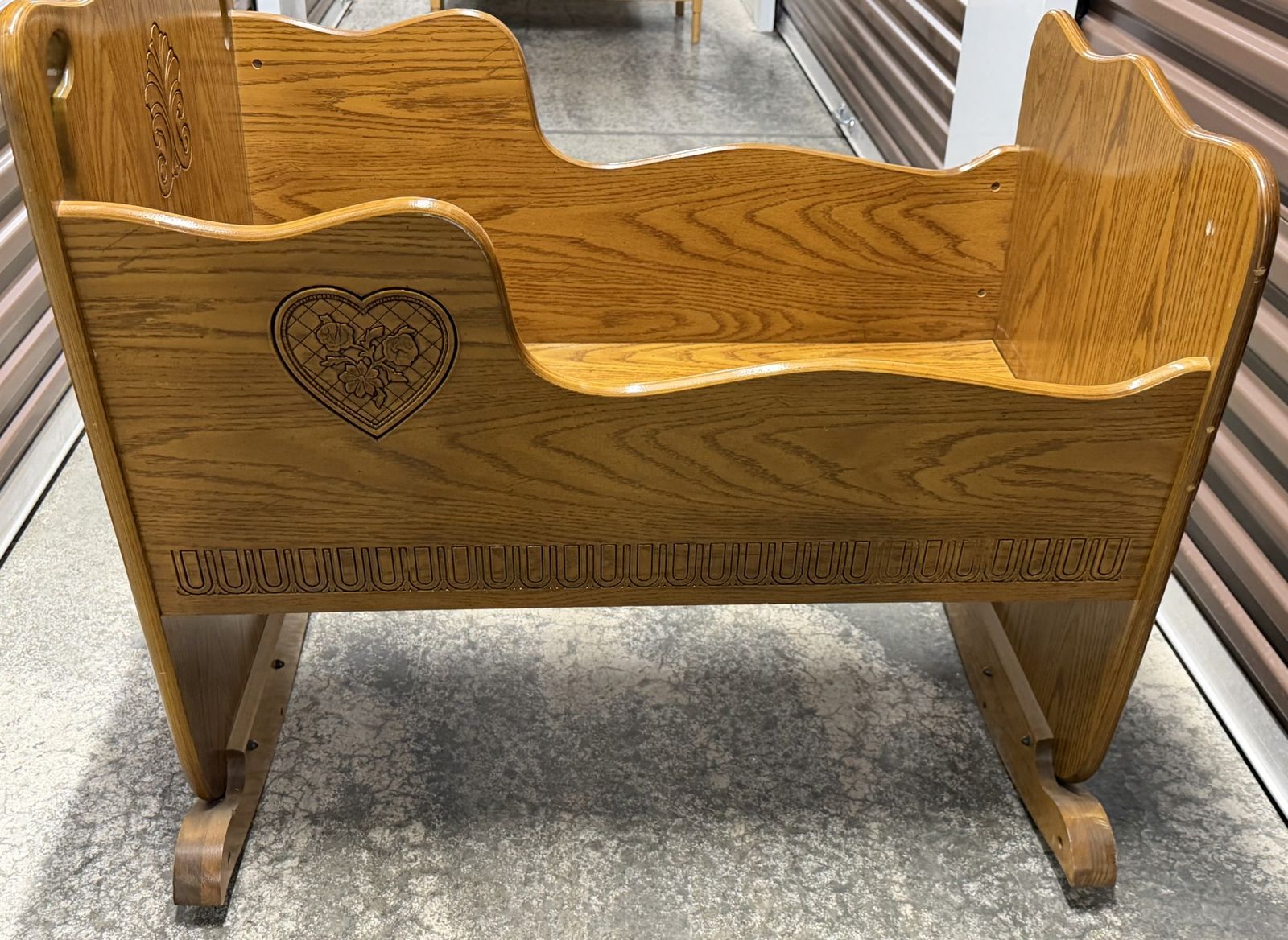 Solid wood rocking baby cradle