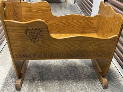 Solid wood rocking baby cradle