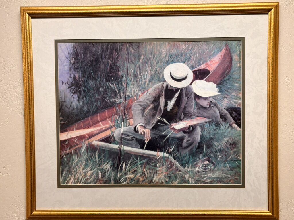 Large Framed Father & Son Fishing Print – 39.25” x 33” – Gold Frame