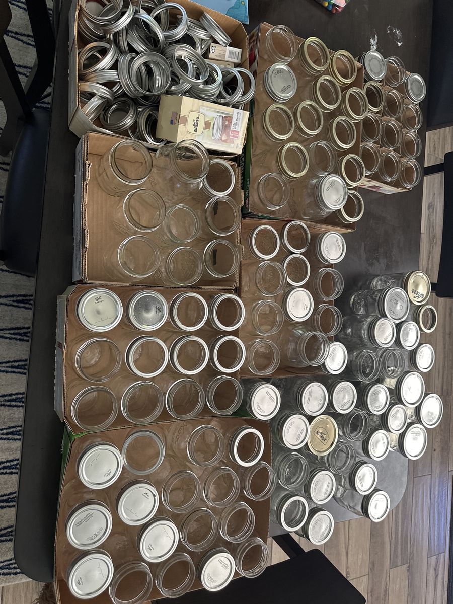 100+ Ball & Kerr Mason Canning Jars - Pint & Quart, Regular & Wide Mouth w/ Lids & Bands