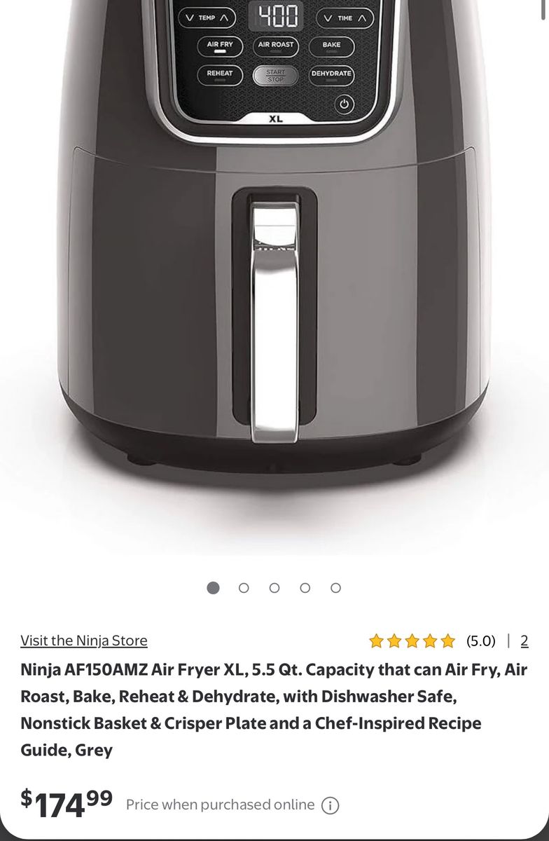 Ninja AF150AMZ Air Fryer XL 5.5 Qt Capacity Grey Used Good Condition