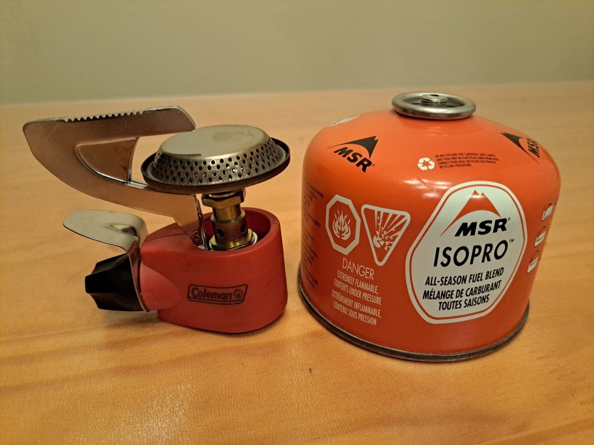 Coleman Peak 1 Camping Stove with MSR IsoPro Fuel Canister