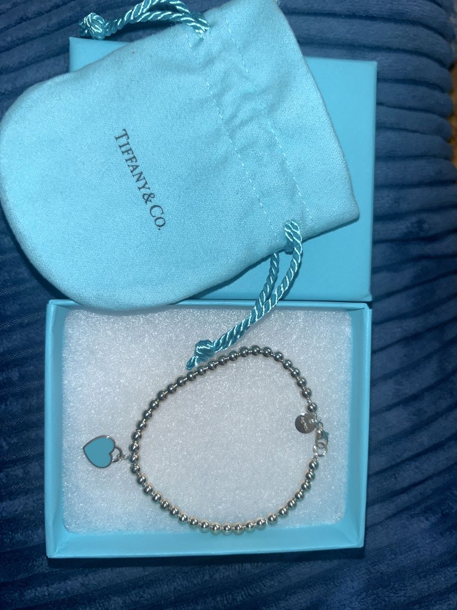 Tiffany & Co Heart Tag Silver Bead Bracelet