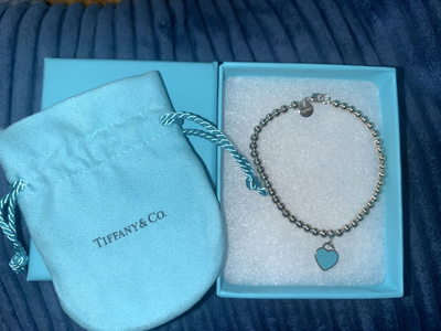 Tiffany & Co Heart Tag Silver Bead Bracelet